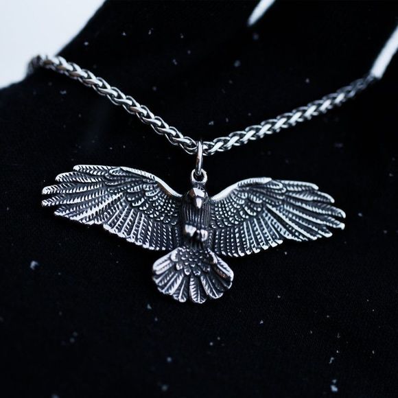 Silver Eagle Necklace Stainless Steel Waterproof Flying Bird Pendant Men Women - Picture 1 of 5
